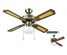 Bastilipo CÃ¡diz ventilatore da soffitto con luce E27, 60Â W, in pelle, 105Â x 32Â cm