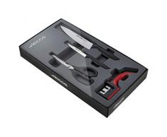 Arcos Serie Niza - Set Cucina 4 pezzi (Forbici + Spelucchino + Coltello Chef + Affilatori)