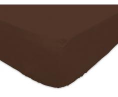 Soleil docre Lenzuolo con Angoli Jersey Cioccolato in Cotone 140 x 190 cm