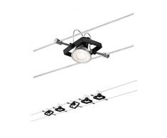 Paulmann 94290, tensostruttura per Mac II, rettangolare, plafoniera max. 5 x 10 Watt, colore nero opaco, lampada in corda, Metallo Plastica, nero opaco, 5 Spots