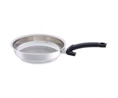 Fissler Crispy Steelux Comfort - Padella in Acciaio Inox (Ã24 cm), Ottima per Piani di Cottura a Induzione, con Superficie di Frittura Novogrill, per Friggere a Caldo