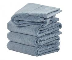 iDesign Bagno con Fascia Intrecciato, Kit Piccoli Cotone 100%, Set da 4 Asciugamani Viso e Corpo con Nastro per Appendere, Azzurro Spa, 71,1 cm x 40,6 cm x 0,3 cm, 4 unitÃ 