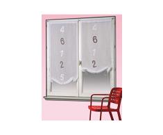 Home Maison HM6922063 - Coppia di Tende con Passanti in Mussola di Cotone, con Numeri Ricamati, 50 x 130 cm, Colore: Bianco/Caramello