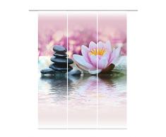 Home Fashion 88762-123 - Set 3 Pannelli Tenda, Motivo Gigli dAcqua con Stampa Digitale, 100% Poliestere, 245 x 60 cm, Colore Rosa