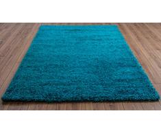 Vimoda Moderno Tappeto Shaggy Pelo Alto, Runner, Soft Touch, a Pelo Lungo Tappeto Uni Teal; Dimensioni: 60 x 220 cm, Colore: Turchese