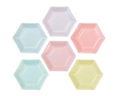 Talking Tables We Heart Pasta Piatti esagonali, 12Â PK, 6Â Design, Multicolore