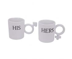 Thumbs Up HISHERSMUG Set da 2 Tazze in Ceramica, Modello Lei e Lui