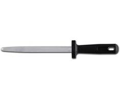 Sanelli Ambrogio Supra Acciaino Affilatore Cromizzato Ovale, per Lame di Coltelli, Manico Ergonomico in Polipropilene Nero, Acciaio Inossidabile