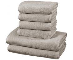 AmazonBasics - Set di asciugamani ad asciugatura rapida, 2 pezzi, 2 teli bagno + 4 asciugamani - Platino