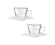 Bohemia Cristal 093Â 012Â 106Â Play of Colors Set di TAZZINE caffÃ¨ in Vetro BOROSILICATO con PIATTINO in PLASTICA, Vetro, Vetro, Bianco, 0.1Â x 0.1Â x 5Â cm, 2Â unitÃ 