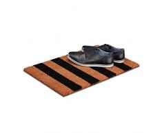 Relaxdays 10021037 Tapetto Zerbino da Ingresso a Righe, PVC, Nero, 50 x 65 cm