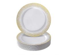 Silver Spoons Mist Side Plates Piatti Laterali, plastica, Oro/Bianco
