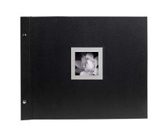 Exacompta 16944E Album Foto con Vite Ricaricabile 40 Pagine Nere Ceremony-37x29 cm, Cartoncino con Rivestimento in Tessuto, Nero, 37x29 cm