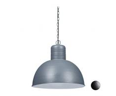 Relaxdays, Grigio Lampadario, Lampada Industrial a Soffitto, per Cucina, Sala da Pranzo & Salotto, Vintage, E27, 40W, HxD 157x49, Bianco, 1 pz