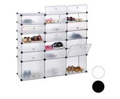 Relaxdays Scarpiera Componibile, 18 Scomparti con Ante, Scaffale Fai da Te, 36 Paia di Scarpe, HxLxP: 125x140x36 cm