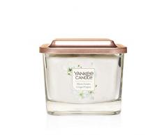 Collezione Yankee Candle Elevation con Coperchio della Piattaforma Candela Quadrata Medio a 3 Stoppini, Sheer Linen
