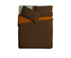 Ipersan Double Color Variante Parure Copripiumino, Cotone, CaffÃ¨/Arancio, a Una Piazza