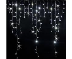 Stalattite 3 x 1,5 m, 228 maxiled bianco freddo, flashing, cavo bianco, prolungabile, tende luminose, lucette natalizie, luci per feste