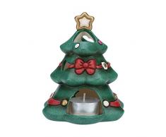 THUNÂ® - Albero di Natale Porta Candela Tea Light - Soprammobile Natalizio da Collezione - Ceramica - I Classici