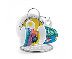 Icalisti PCS02/0215 Set Tazze Caffe, Modello Liberta/Diane e Rack, Porcellana, Multicolore, 5 unitÃ