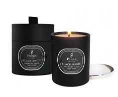 Parks London Candele da Uno Stoppino con Coperchio in Nichel Argentato in Vetro, Nero, 30 cl, Cera, Multicolore, 9 x 9 x 10 cm