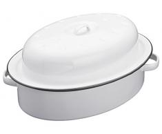 Kitchencraft Living Nostalgia Enamel Coperchio casseruola con Coperchio, Bianco/Grigio, 33.5Â x 24Â x 14.5Â cm