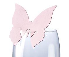 Neviti cuore segnaposto su vetro, confezione da 10, Carta, Baby Pink, 7.7 x 7.8 x 0.1 cm