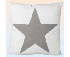 BAKAJI Cuscino con Stella Grigia Rivestimento Cotone Imbottito Camera da Letto Divano