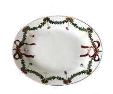 Royal Copenhagen 1017443 Star Fluted/Xmas - Piatto ovale grande in porcellana, 37 cm, multicolore