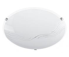 Trio Leuchten Trio 602100100 Plafoniera Tonda, 60 W, Vetro Opale Bianco con Base in Metallo, Nichel Opaco E27