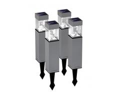 Duracell, lampade solari da giardino, per vialetti/prati/aiuole, in acciaio INOX, Acciaio, Silver, 0, led, a pile