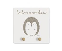 CUADRIMAN Little Animal Appendiabiti Porcupine, Legno, ocra/Marrone, 35Â x 35Â cm