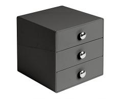 InterDesign Drawers Cassetti Porta Trucchi, Mini Cassettiera Di Qualità Per Make Up, Bijoux Ecc, Cubi Porta Cosmetici Con 3 Cassetti, Plastica Grafite