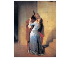 Artopweb Pannelli Decorativi Hayez Il Bacio Quadro, Legno, Carta, Vernice, Multicolore, 60x1.8x80 cm