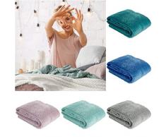 Design91 - Coperta Cindy, Morbidissima e soffice, in Microfibra e plastica, 170 x 210 cm, Colore: Argento