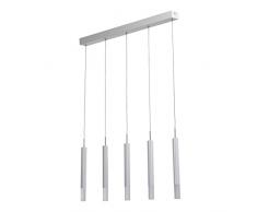 Moderna lampada da soffitto 5Â luci LED lungo weissfarbiger Acciaio Inossidabile mattweisses acrilico 150Â cm altezza 75Â cm di lunghezza larghezza 6Â cm luce calda 3000Â K per corridoio 2000Â Lumen lampadina inclusa 5Â * 5Â W cobchip