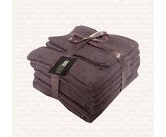 Highliving - Set di 10 Asciugamani in Cotone Egiziano, Colore: Viola