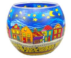 Him Strada di Notte Portacandele, Multicolore, 11x11x9 cm