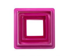 DECORA Set Tagliapasta Quadrato, Plastica, Fucsia, 3.5/5/7 x 2.2 cm, 3 Pezzi