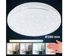 Briloner Leuchten Plafoniera a LED con Design a Stella con Anello Cromato, Lampada da soffitto con Controllo Temperatura Colore, 23 W, 2100 Lumen, Ã 38 cm, Bianco-Cromo, Ã38 cm