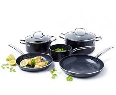 GreenPan Berlin 5tlg pentola & Set di padelle con Rivestimento in Ceramica, induzione, Alluminio, Nero, 28Â cm, 5Â unitÃ 