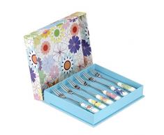 Crazy Daisy - Set di 6 forchettine Multicolore in Acciaio Inox.