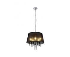 Trio Leuchten Trio 110400502 Lampadario con Paralume, in Stoffa E14, Nero/Metallico