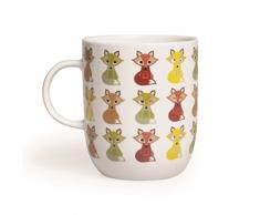Excelsa Tazze Animals Tazza Mug Volpe 400 ml, Porcellana, Bianco/Multicolore, 8.9x8.9x10.6 cm