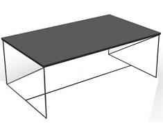 Walter - Tavolino rettangolare di design industriale, laccato nero, in metallo e MDF, 100 x 35 x 60 cm
