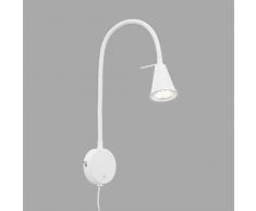 Briloner Leuchten Lampada da Letto a LED, Braccio Flessibile, con Interruttore on/off, 4 Watt, 400 Lumen, 3.000 Kelvin, in Metallo, Colore Bianco 4 W