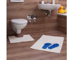 Relaxdays Set 2 Tappetini da Bagno con Motivo a Strisce, Lavabili, per WC, Bidet, Doccia, Vasca, Cotone, Champagne, 80 x 50 cm