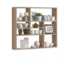 13Casa - Liberty B11 - Libreria a muro. Dim: 90x16x78,2 h cm. Col: Rovere. Mat: Truciolare., marrone, legno