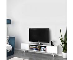 Homemania Mobile Porta TV Dore, Legno, Bianco-Noce, 160x29,7x40,6 cm