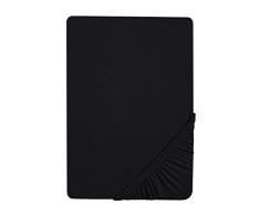 Biberna 77155/080/040, Lenzuolo In Cotone Jersey Elastico, Nero, 90 X 190 cm - 100 X 200 cm